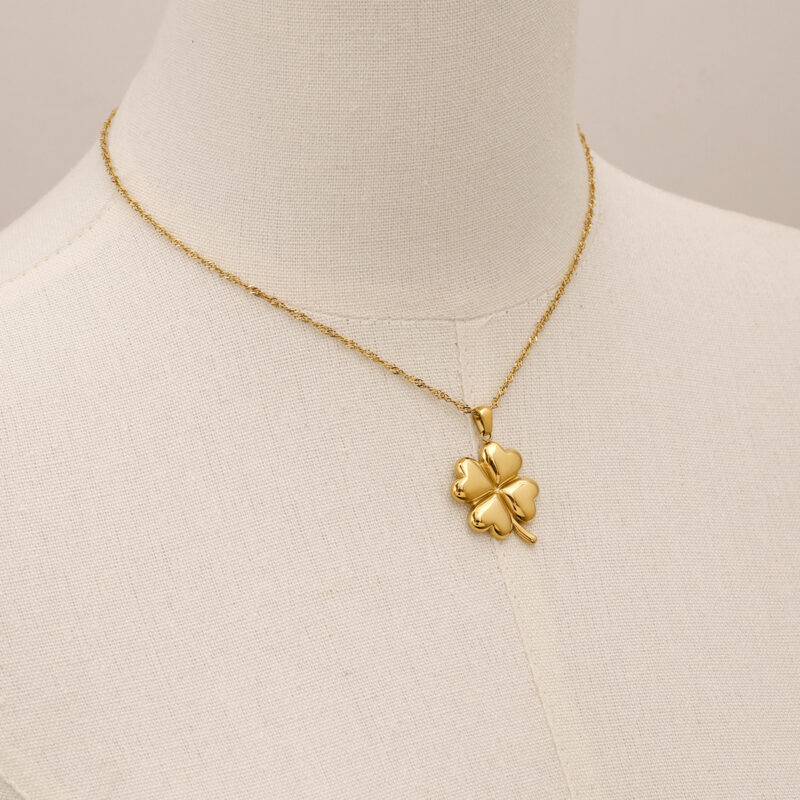 Youthway 18K Clover Pendant Stainless Steel Necklace Metal Stylish Jewelry 18K PVD Plated Waterproof Gift Classic 2024 - Image 4