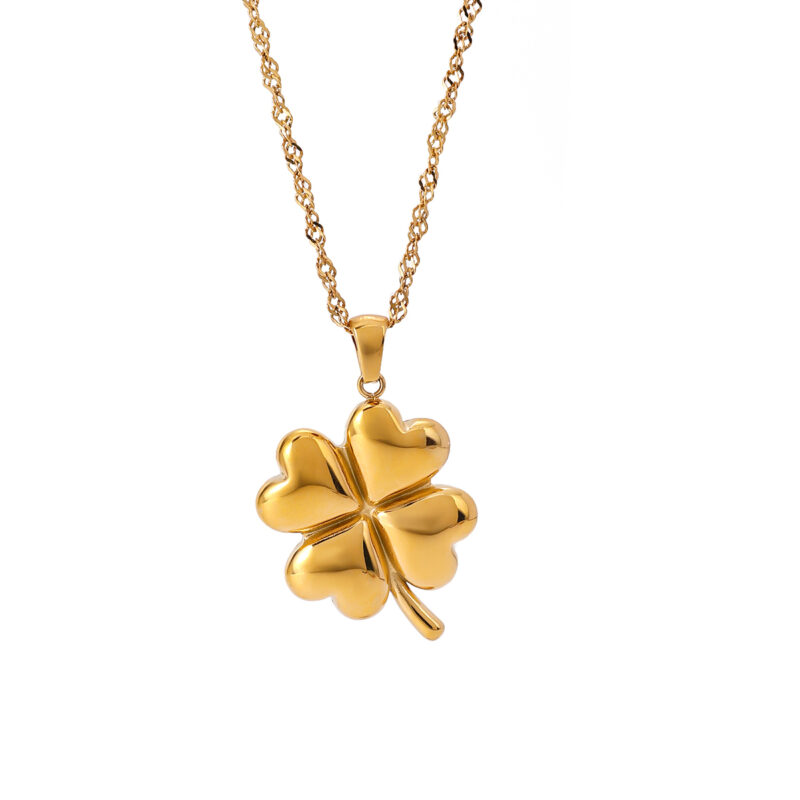 Youthway 18K Clover Pendant Stainless Steel Necklace Metal Stylish Jewelry 18K PVD Plated Waterproof Gift Classic 2024 - Image 2