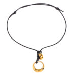 18K Gold Stainless Steel Artistic Hollow Knot Adjustable Black Cord Necklace
