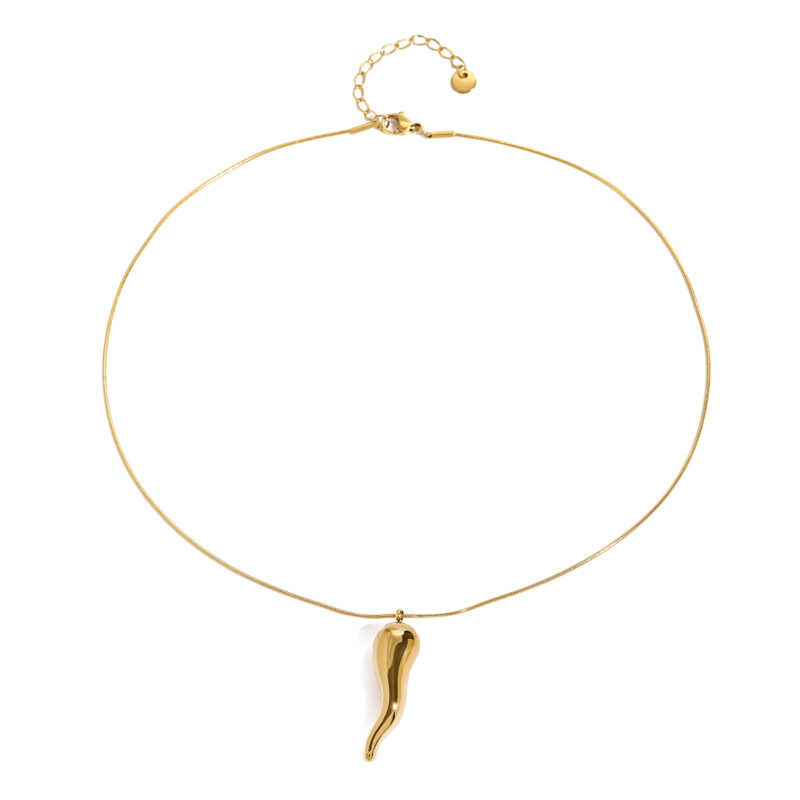 Youthway Statement Chic Gold Plated Stainless Steel Smooth Chili Pepper Pendant Necklace For Women Waterproof Jewelry 2024