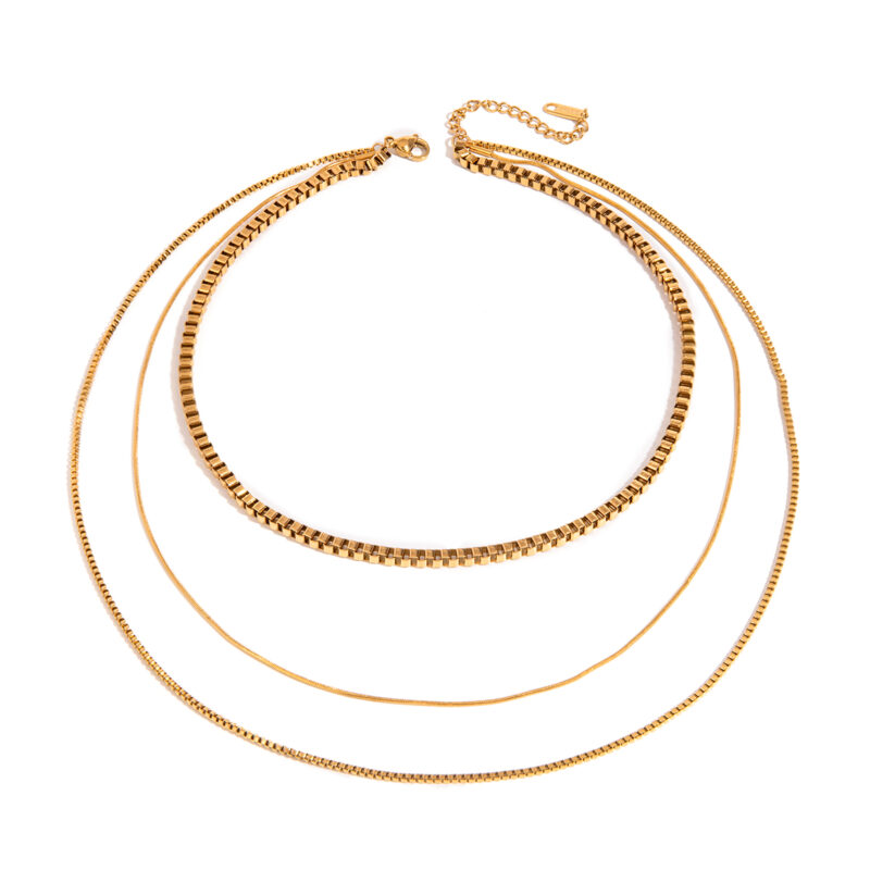Youthway Modern Design Versatile Gold Plated Stainless Steel Multi Layer Chain Necklace Waterproof Anti Allergic Lady Jewelry