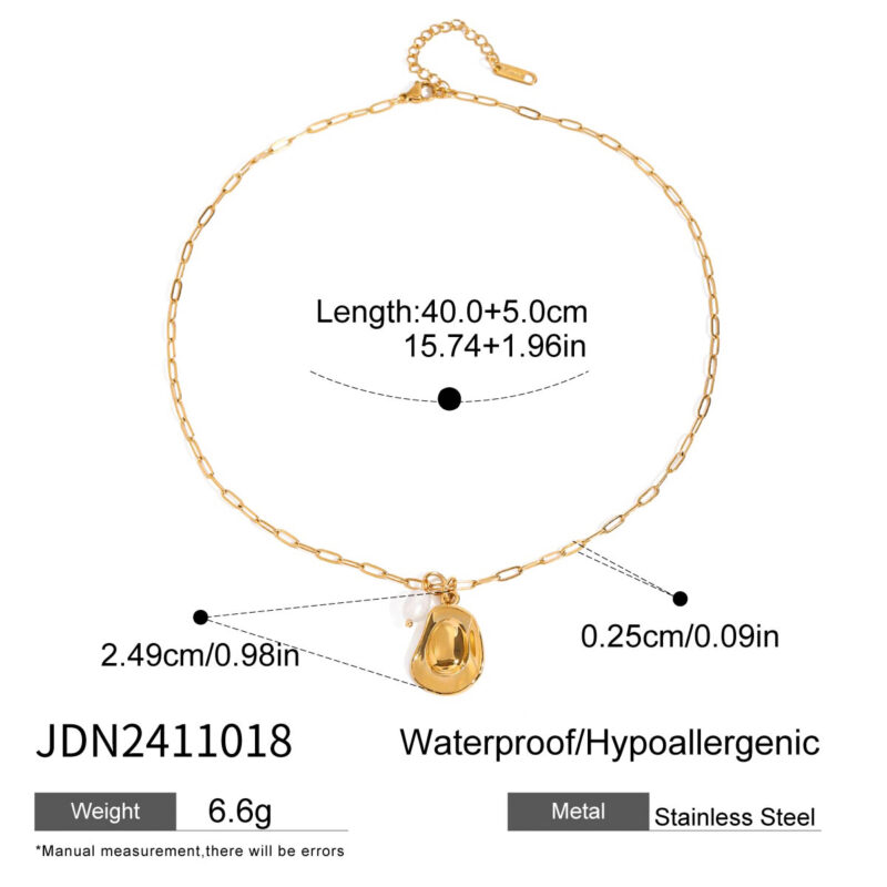 Youthway New Arrival 18K Gold Plated Stainless Steel Freshwater Pearl Hat Pendant Necklace For Women Waterproof Jewelry Party - Image 6
