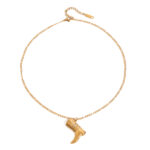18K Gold Diamond Star Boot Pendant Figaro Chain Necklace
