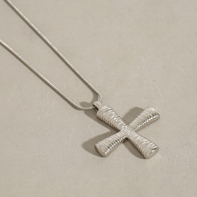 JD Designer Steel Greek Cross Pendant Box Chain Necklace - Image 3