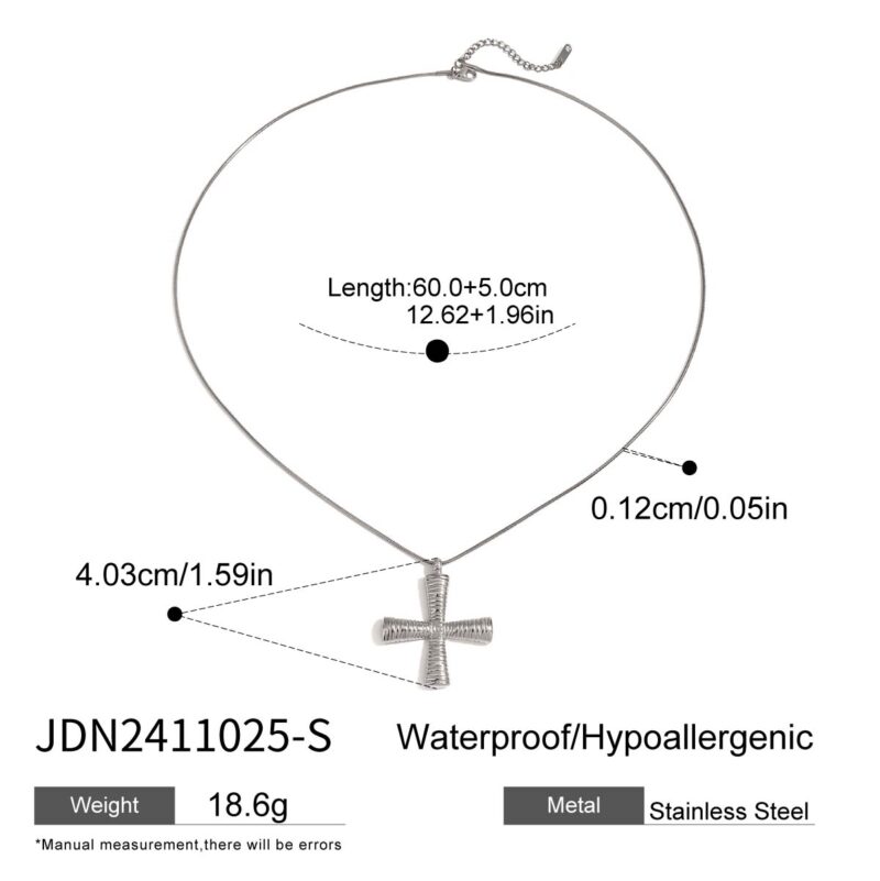 JD Designer Steel Greek Cross Pendant Box Chain Necklace - Image 6