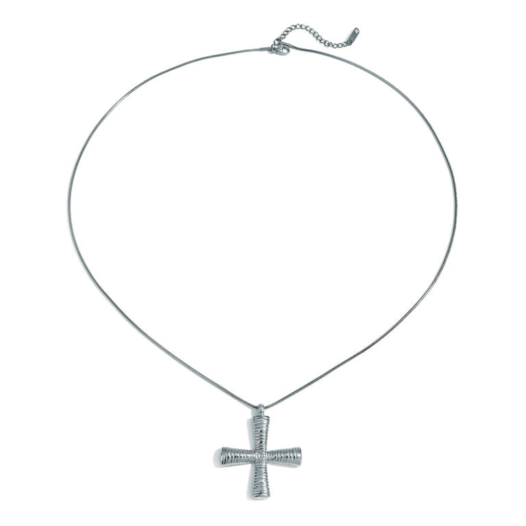 JD Designer Steel Greek Cross Pendant Box Chain Necklace