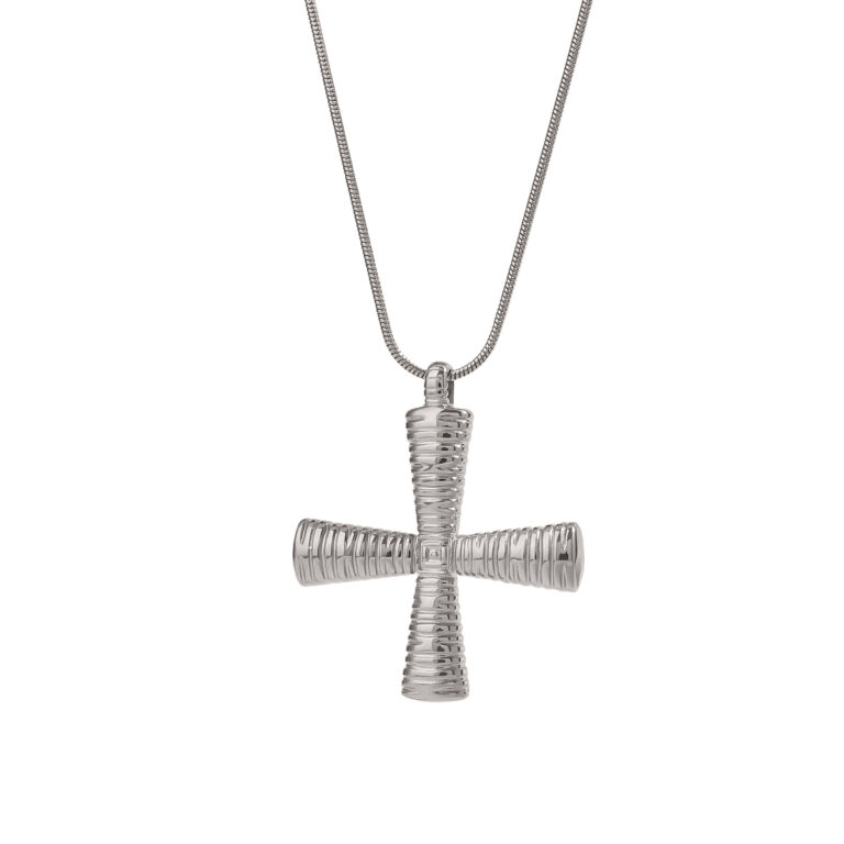 JD Designer Steel Greek Cross Pendant Box Chain Necklace - Image 2