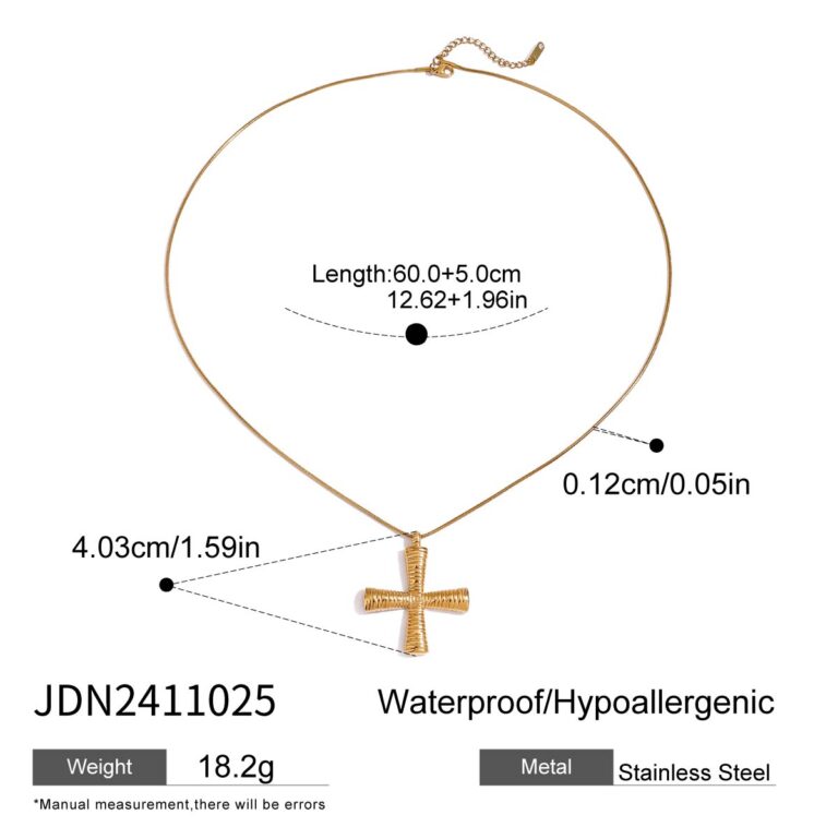 JD Designer 18K Gold Greek Cross Pendant Box Chain Necklace - Image 5