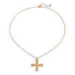 JD Designer 18K Gold Greek Cross Pendant Box Chain Necklace