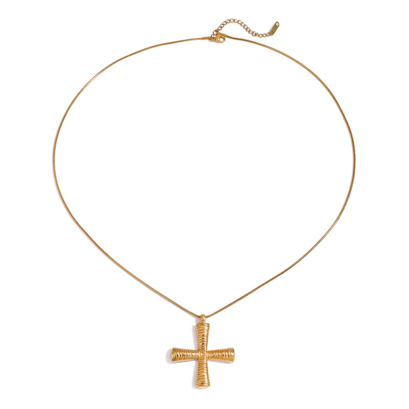 JD Designer 18K Gold Greek Cross Pendant Box Chain Necklace
