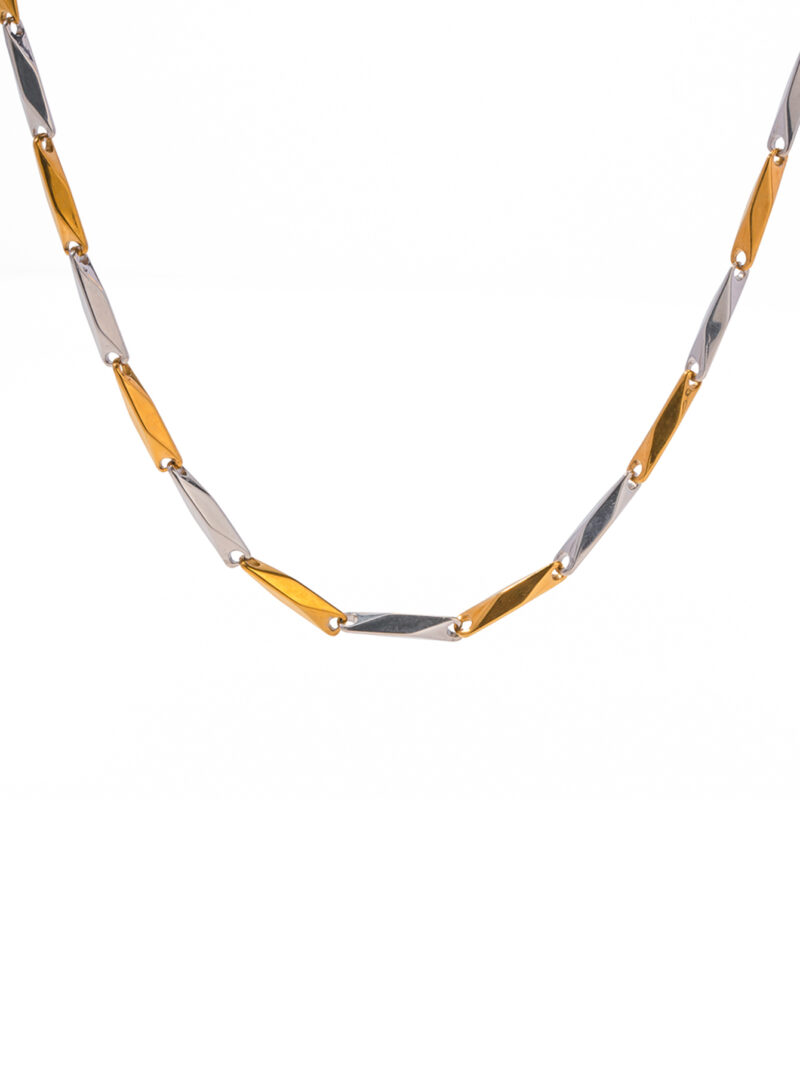 Stainless steel color-matched handcrafted melon seed chain necklace