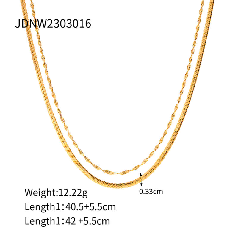 18K Gold Stainless Steel Double Twist Chain Necklace - Image 5