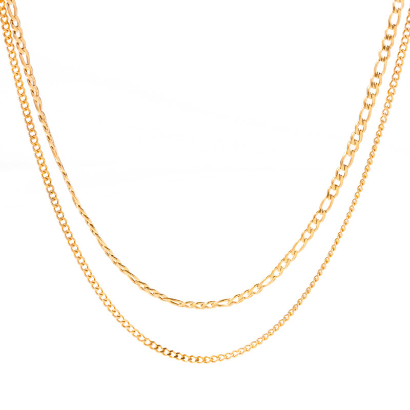 J&D 2023 Women's 18K Gold PVD Plated Stainless Steel Link Chain Statement Necklace New Arrival Waterproof Classic Style