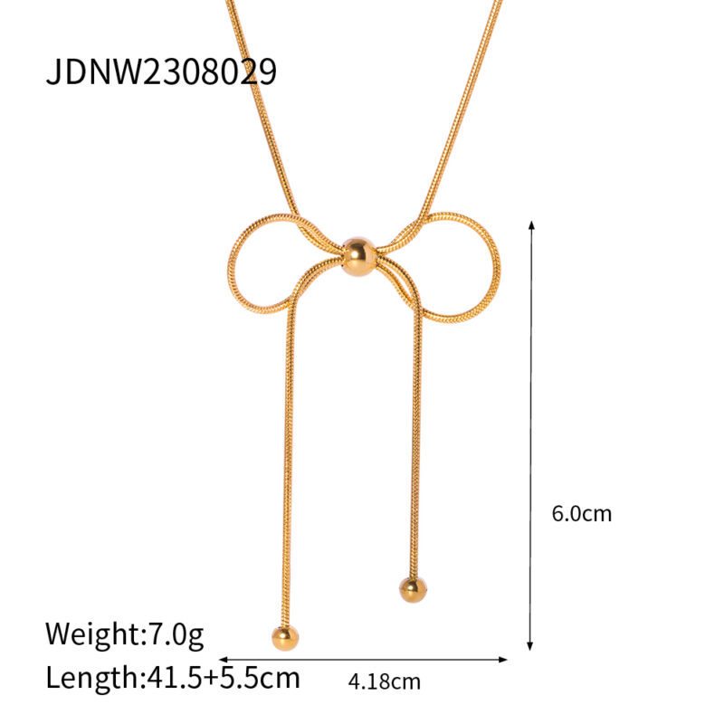 Youthway Stainless Steel Bow Necklace Tarnish Free Fashion Jewelry for Women High Quality Accessories Gift 2024 - Image 6