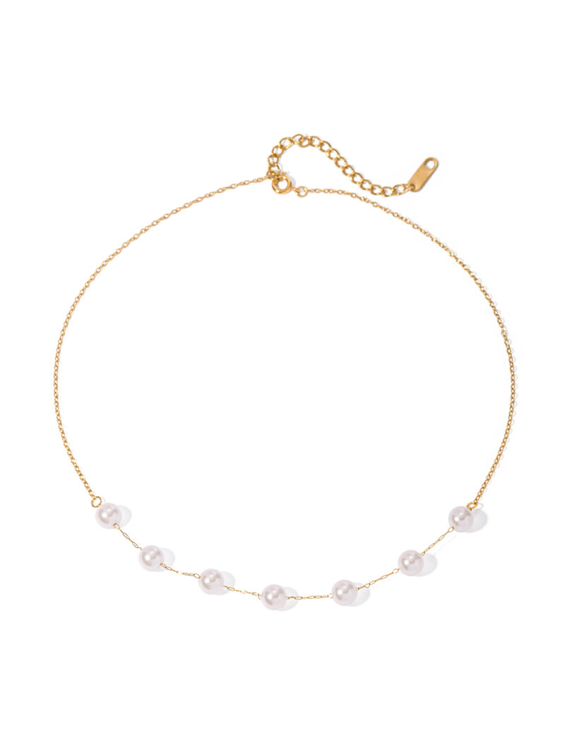 Youthway 18K Gold Plated Stainless Steel Pearl Necklace Women's Waterproof Fine Jewelry Gift Fashion Accessories