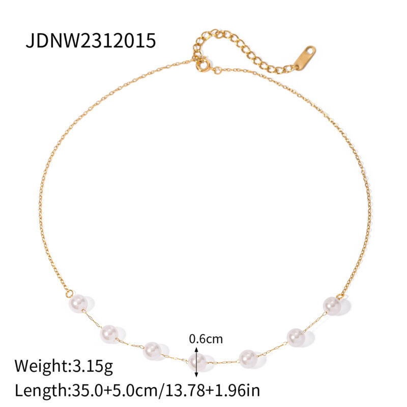 Youthway 18K Gold Plated Stainless Steel Pearl Necklace Women's Waterproof Fine Jewelry Gift Fashion Accessories - Image 5
