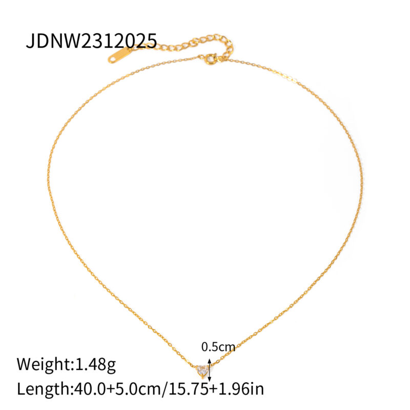 J&D Jewelry 18K Gold Plated Heart Love Stainless Steel Clear Zircon Heart Pendant Necklace - Image 6