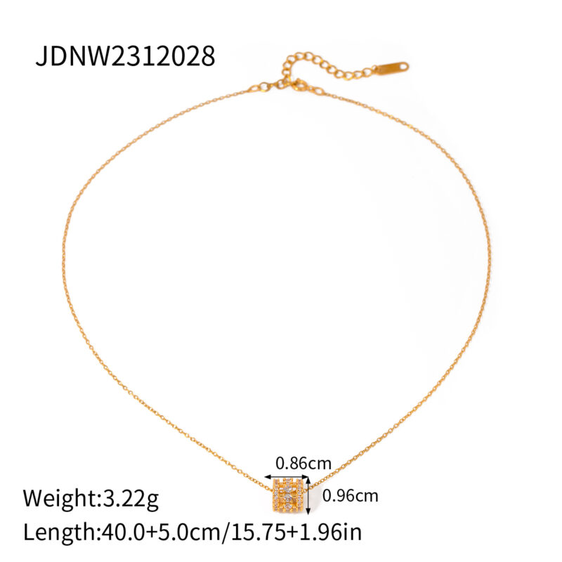 J&D 18K Gold Plated Stainless Steel Minimalist Jewelry Round Shaped Cubic Zircon Choker Necklace Women - Image 5