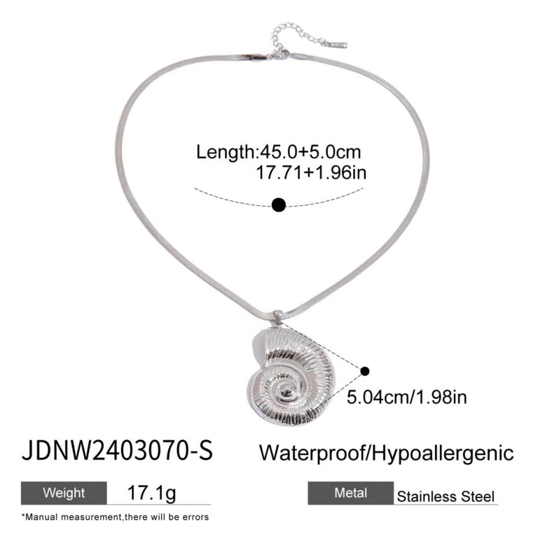 Vacation Style Steel Stainless Steel Flat Snake Chain Necklace with Seashell Pendant 45+5cm for Women - Image 5