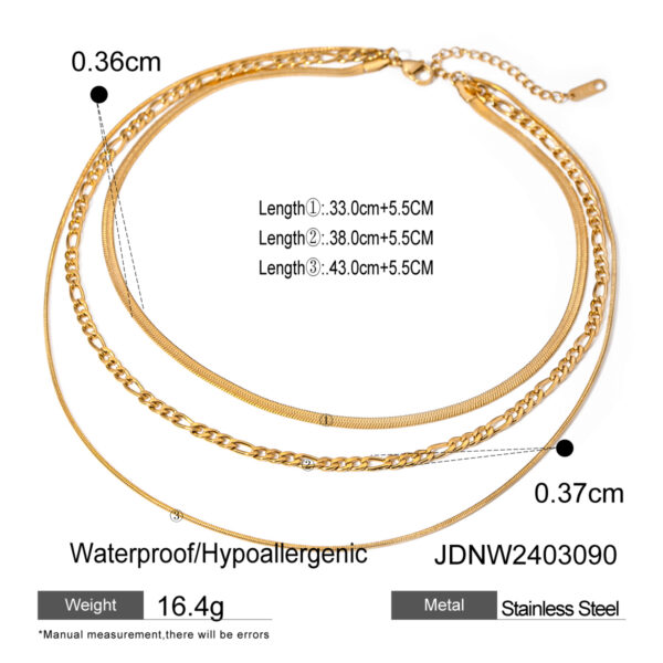 18K Gold Stainless Steel Triple Layer Minimalist Necklace - Image 7