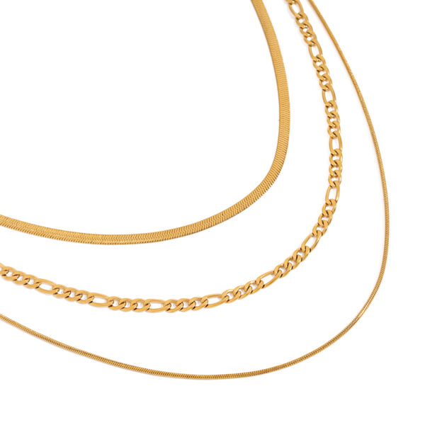 18K Gold Stainless Steel Triple Layer Minimalist Necklace - Image 3