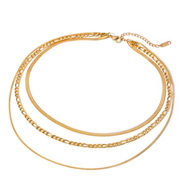 18K Gold Stainless Steel Triple Layer Minimalist Necklace