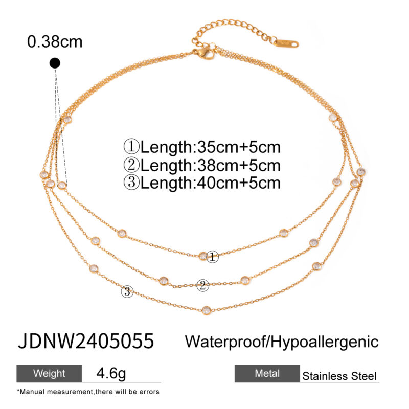 Youthway Stylish Multi Layered Imitation Diamond Designed Necklace Stainless Steel Metal Collar Trendy Thin Chain Jewelry - Image 6
