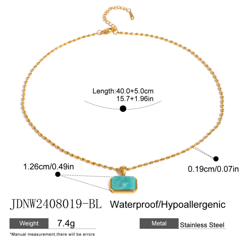 J&D 18k Gold Stainless Steel Amazonite Tiger Eye Malaysian Jade Necklace Natural Stone Beauty 40cm - Image 6