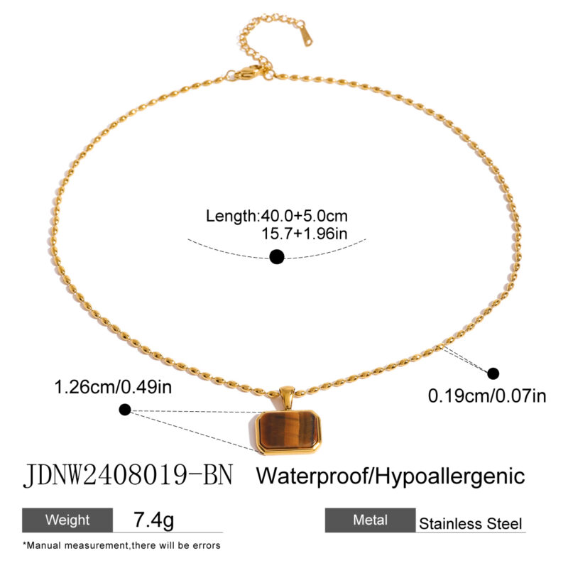 J&D 18k Gold Stainless Steel Amazonite Tiger Eye Malaysian Jade Necklace Natural Stone Beauty 41cm - Image 4