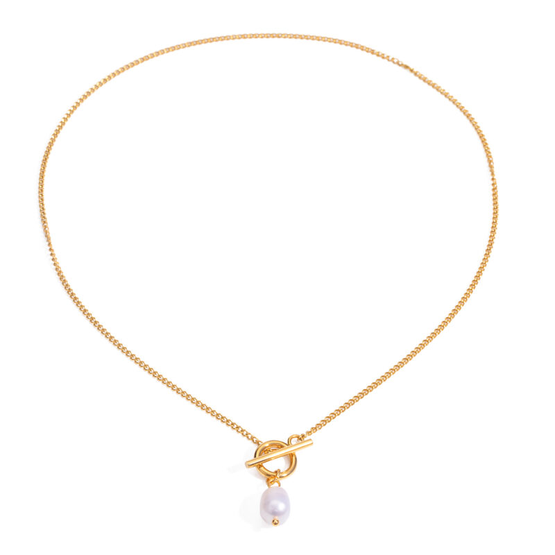Youthway Gold Plated Stainless Steel Trendy Minimalist Pearl Pendant Necklace For Women Waterproof Anti Allergic Jewelry