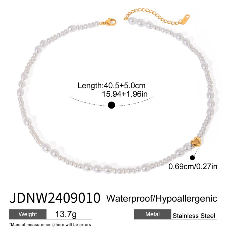 Youthway Elegant Modern Stainless Steel Irregular Oral Glass Pearl Heart-shaped Necklace For Women Anti Allergic Fashion Jewelry - Image 5