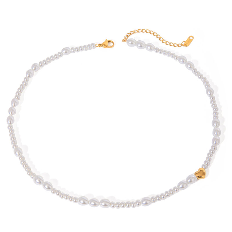 Youthway Elegant Modern Stainless Steel Irregular Oral Glass Pearl Heart-shaped Necklace For Women Anti Allergic Fashion Jewelry
