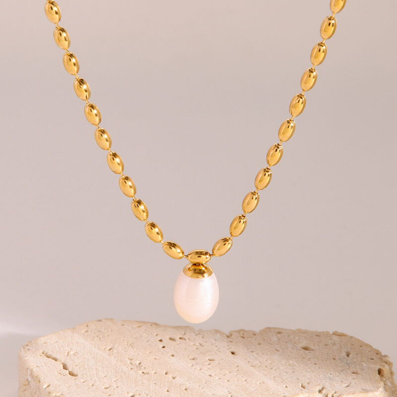 Youthway 18K Gold Plated Stainless Steel Elegant Charm Freshwater Pearl Pendant Necklace For Women Anti Allergic Jewelry - Image 3