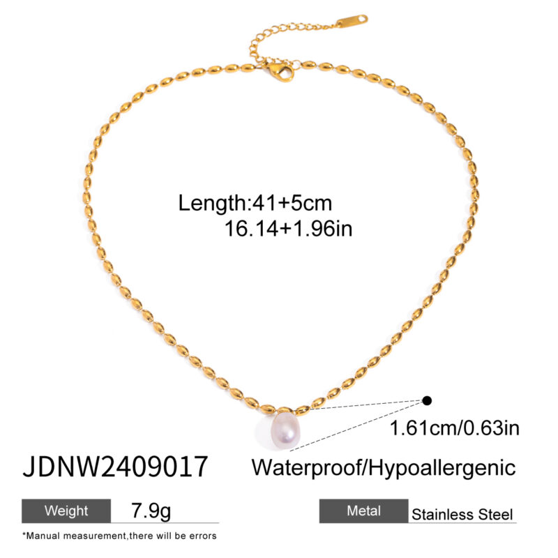 Youthway 18K Gold Plated Stainless Steel Elegant Charm Freshwater Pearl Pendant Necklace For Women Anti Allergic Jewelry - Image 5