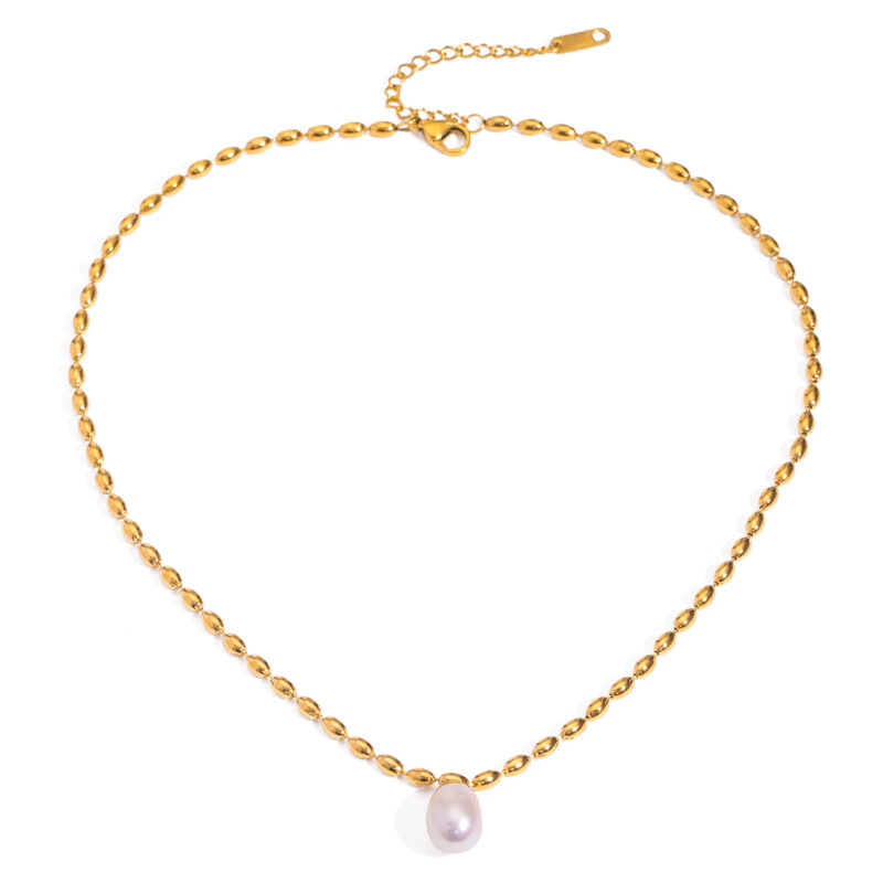 Youthway 18K Gold Plated Stainless Steel Elegant Charm Freshwater Pearl Pendant Necklace For Women Anti Allergic Jewelry