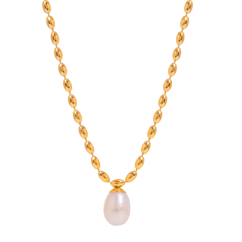 Youthway 18K Gold Plated Stainless Steel Elegant Charm Freshwater Pearl Pendant Necklace For Women Anti Allergic Jewelry - Image 2