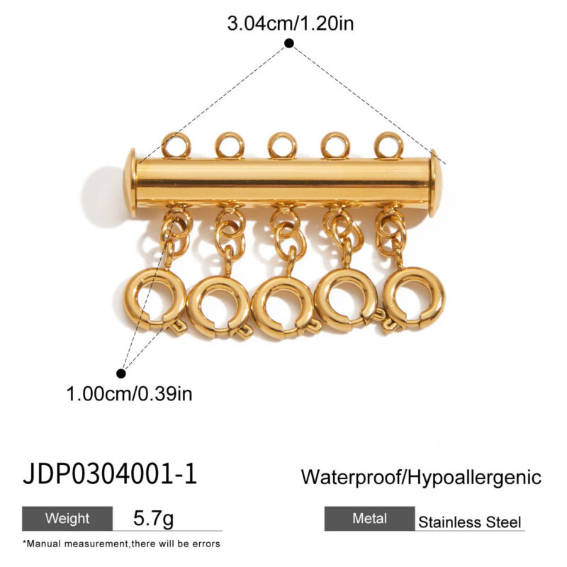 Classic 18K Gold Stainless Steel 5-Layer Multi-Strand Clasp - Professional Anti-Tangle Jewelry Connector for DIY Stacking Necklaces/Bracelets - Image 4