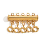 Classic 18K Gold Stainless Steel 5-Layer Multi-Strand Clasp - Professional Anti-Tangle Jewelry Connector for DIY Stacking Necklaces/Bracelets