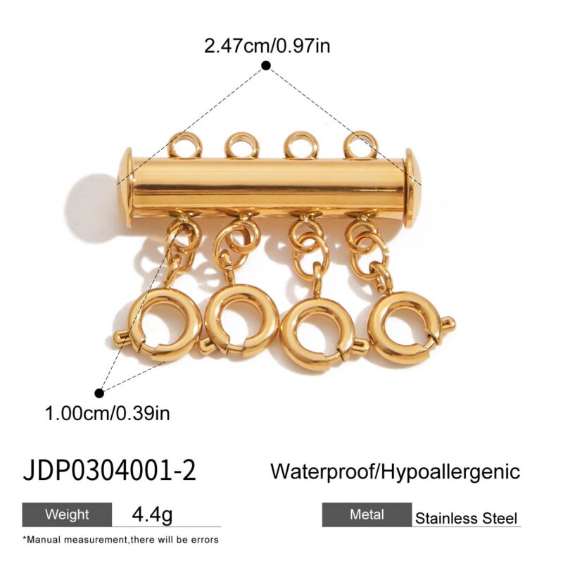 Classic 18K Gold Stainless Steel 4-Layer Multi-Strand Clasp - Anti-Tangle DIY Jewelry Connector for Stackable Necklaces & Bracelets - Image 3
