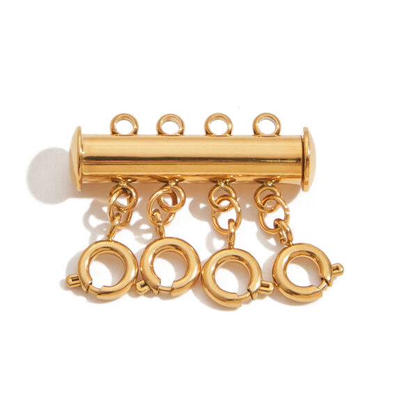 Classic 18K Gold Stainless Steel 4-Layer Multi-Strand Clasp - Anti-Tangle DIY Jewelry Connector for Stackable Necklaces & Bracelets