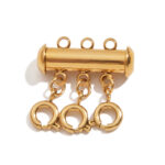 Classic 18K Gold Stainless Steel 3-Layer Anti-Tangle Multi-Strand Clasp - DIY Jewelry Connector for Layered Necklaces
