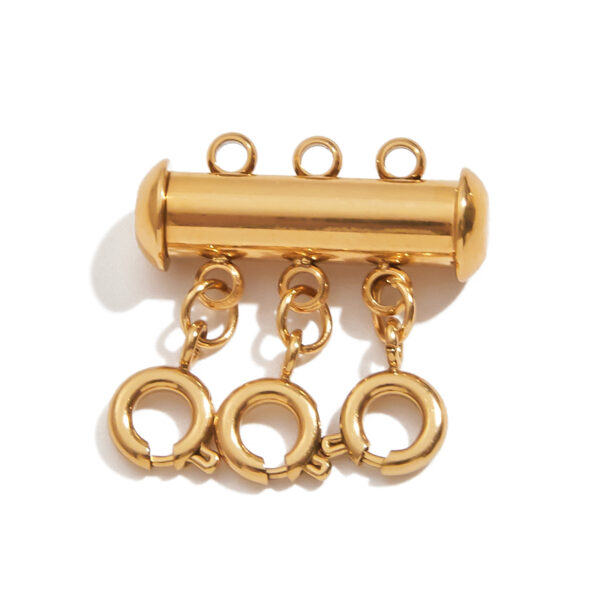 Classic 18K Gold Stainless Steel 3-Layer Anti-Tangle Multi-Strand Clasp - DIY Jewelry Connector for Layered Necklaces
