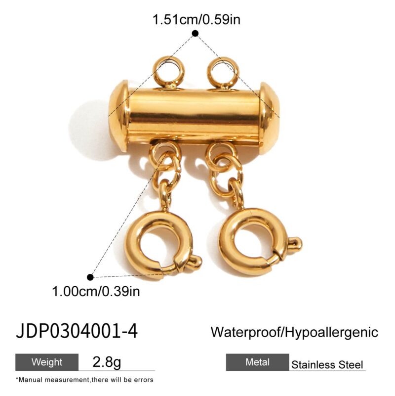 Classic 18K Gold Stainless Steel 2-Layer Anti-Tangle Connector Clasp - Multi-Strand DIY Jewelry Fastener for Women - Image 3