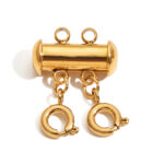 Classic 18K Gold Stainless Steel 2-Layer Anti-Tangle Connector Clasp - Multi-Strand DIY Jewelry Fastener for Women