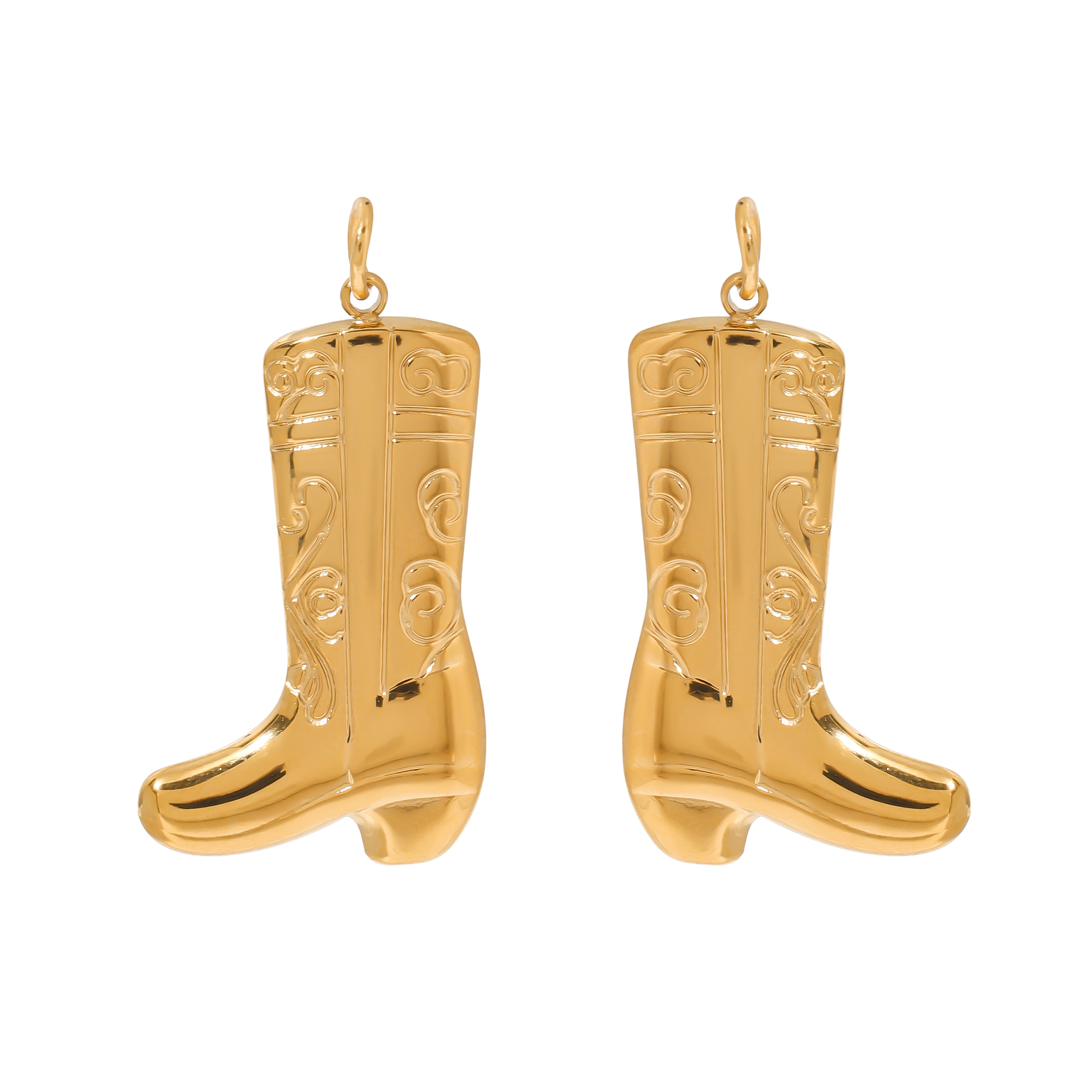 18K Gold Stainless Steel Pattern Boot Charm