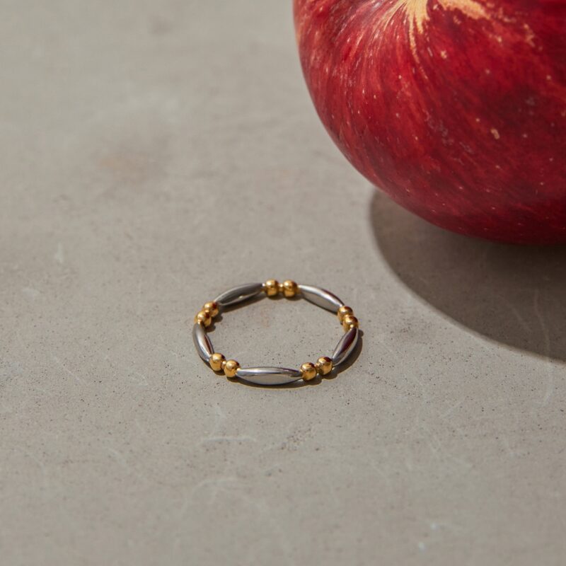 J&D 18K Gold Plate Stainless Steel Rings Modern Minimalist Gold and Silver Matching Simple Line Ring - Image 5