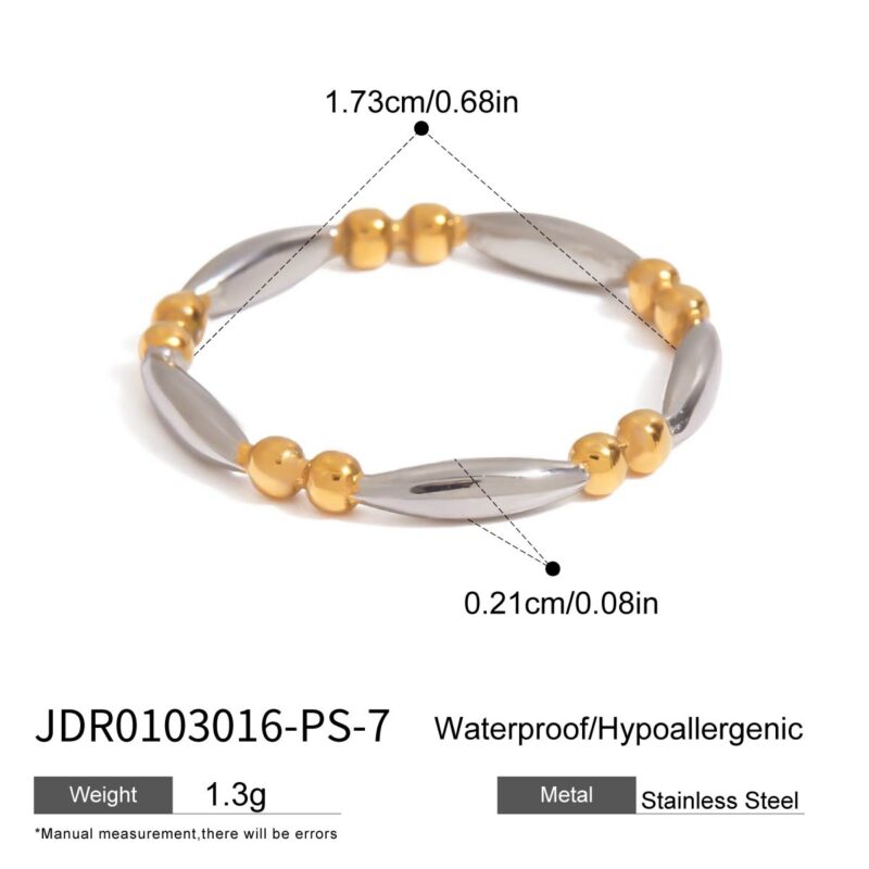 J&D 18K Gold Plate Stainless Steel Rings Modern Minimalist Gold and Silver Matching Simple Line Ring - Image 6