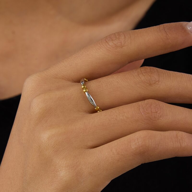 J&D 18K Gold Plate Stainless Steel Rings Modern Minimalist Gold and Silver Matching Simple Line Ring - Image 4