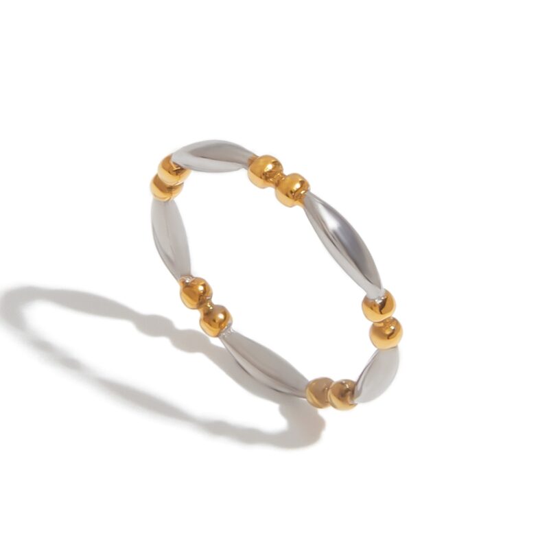 J&D 18K Gold Plate Stainless Steel Rings Modern Minimalist Gold and Silver Matching Simple Line Ring - Image 3
