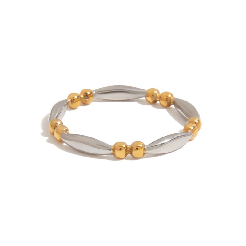 J&D 18K Gold Plate Stainless Steel Rings Modern Minimalist Gold and Silver Matching Simple Line Ring - Image 2